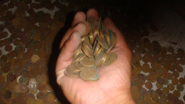 Treasure chest filled with coins excavated in Mexico Treasure chest filled with coins excavated in Mexico