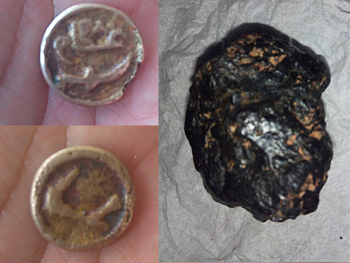 Coins and fragments of meteorites found in Morocco